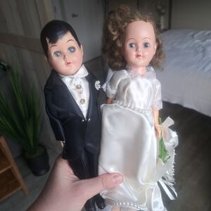 Lot Of 2 Vintahe 1950's 60's Wedding Doll Day 12" Inch Figurines Sleepy Eyes